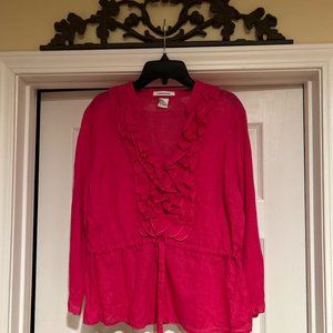 Richard Malcolm Size M Hot Pink Ruffled V-Neck Womans Top